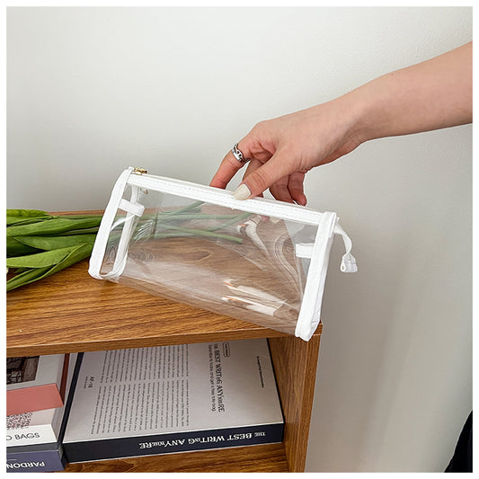 Jelly PVC Zipper Small Bag Summer Large Capacity Cosmetic Storage Bag Texture Transparent Portable Ladies Handbag