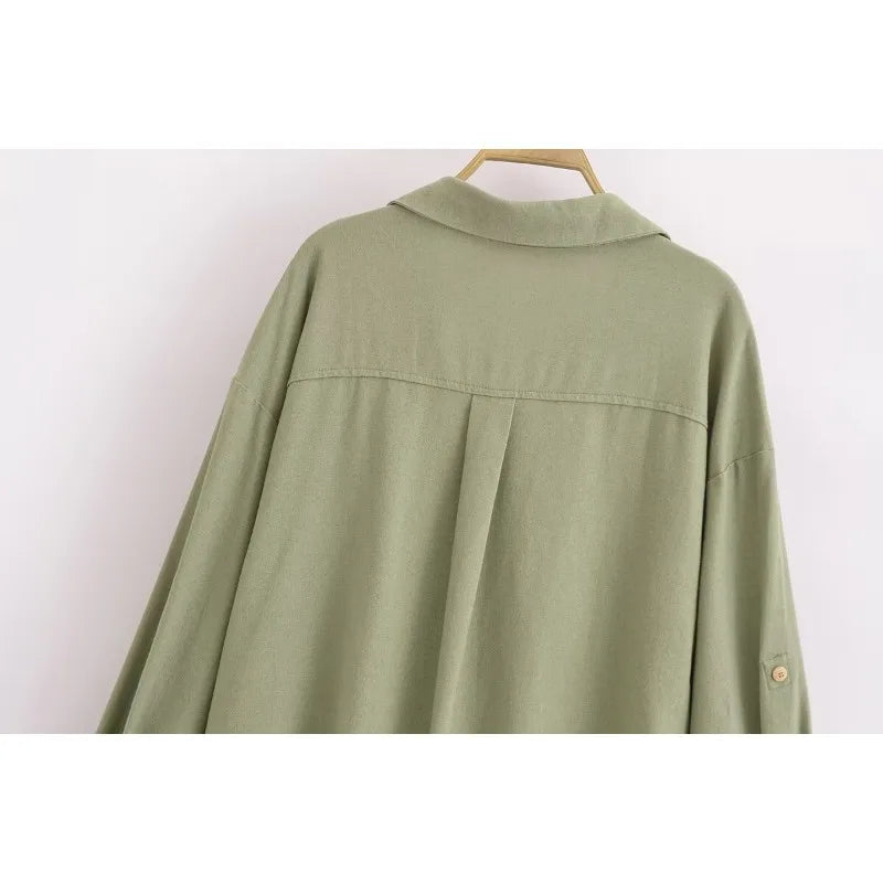 Women Shirts Youthful Elegant Women's Shirts Long Sleeve Top Linen Women Blouse Y2K Tops Solid Basics Vintage Blouse