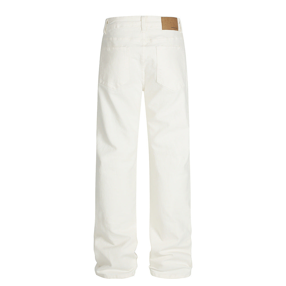 Street Style Men's Solid Color Simple Straight Leg Casual Loose Fit Jeans Pants