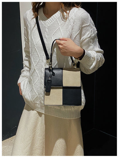 Trendy Fashion Ladies Handbag Bag New Simple Stitching Square Shoulder Messenger Bag