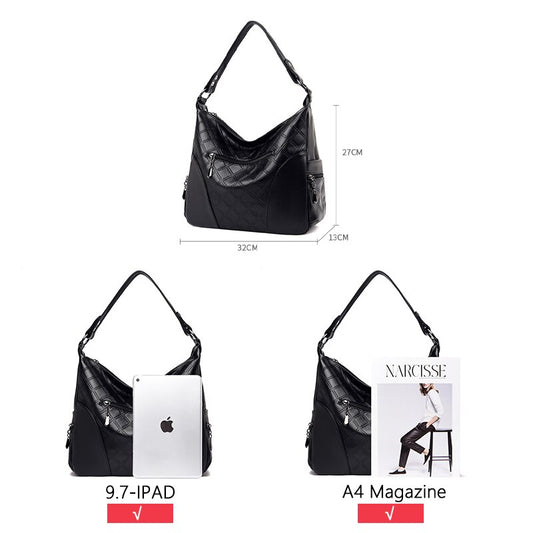 High Quality PU Leather Ladies Shoulder Bag Rhombus Pattern Stitching Designer Brand Messenger Bag Ladies Soft Handbag New