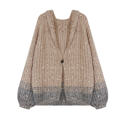 Luxury Sequined Clothes for Women Brand Designer High Quality Knitted Cardigans Autumn Winter Oversized Sweater