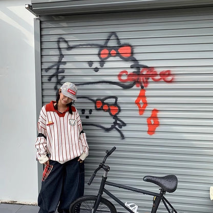 Style Unique Design Plaid Patchwork Denim Pants Men Baggy Loose Washed Straight Leg Wide Leg Pants