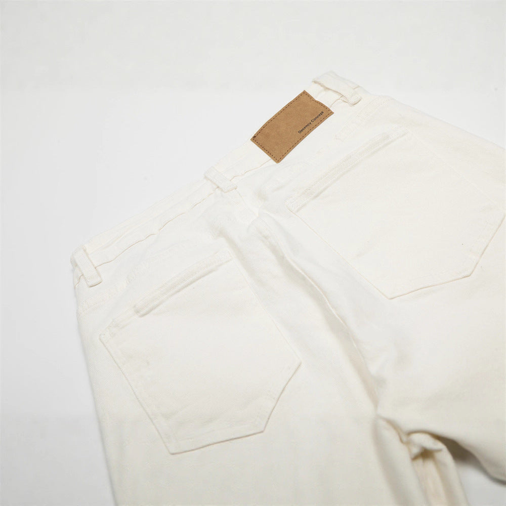 Street Style Men's Solid Color Simple Straight Leg Casual Loose Fit Jeans Pants
