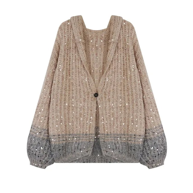 Luxury Sequined Clothes for Women Brand Designer High Quality Knitted Cardigans Autumn Winter Oversized Sweater