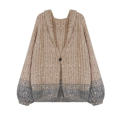 Luxury Sequined Clothes for Women Brand Designer High Quality Knitted Cardigans Autumn Winter Oversized Sweater