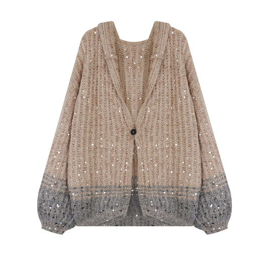 Luxury Sequined Clothes for Women Brand Designer High Quality Knitted Cardigans Autumn Winter Oversized Sweater