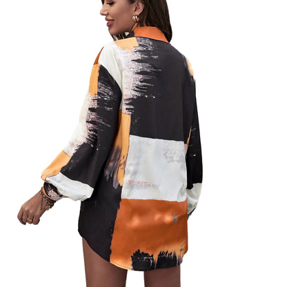Women's Autumn And Winter New Long Sleeve Shirts Tops Printed Shirts