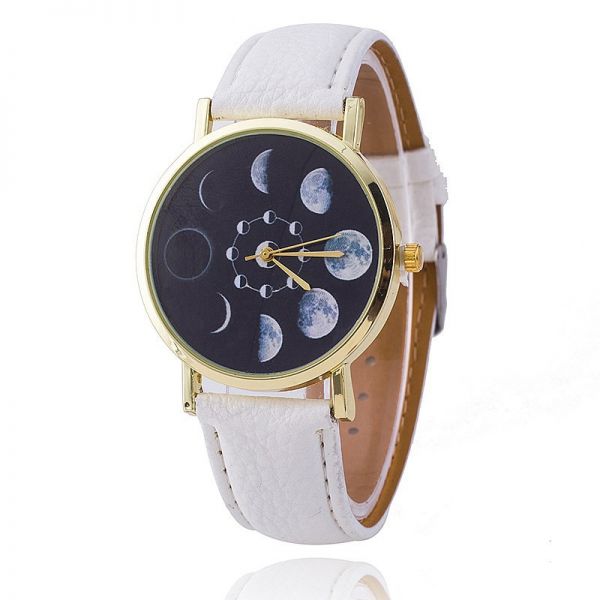 Ladies Moon Watch - Galaxy Planet Quartz Leather Band