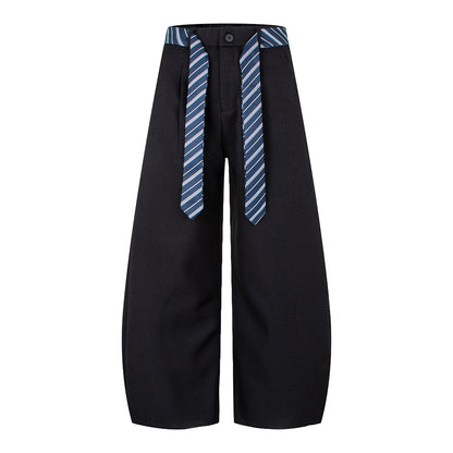 Tie Design Knife-cut Suit Pants for Men and Women, Loose, Versatile, Drapey Wide-leg Casual Trousers