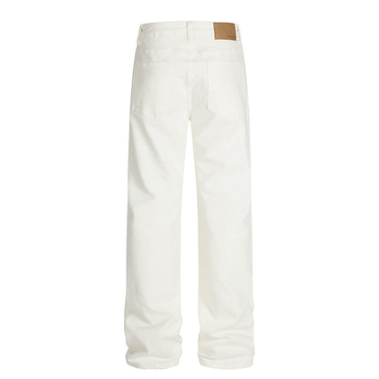 Street Style Men's Solid Color Simple Straight Leg Casual Loose Fit Jeans Pants