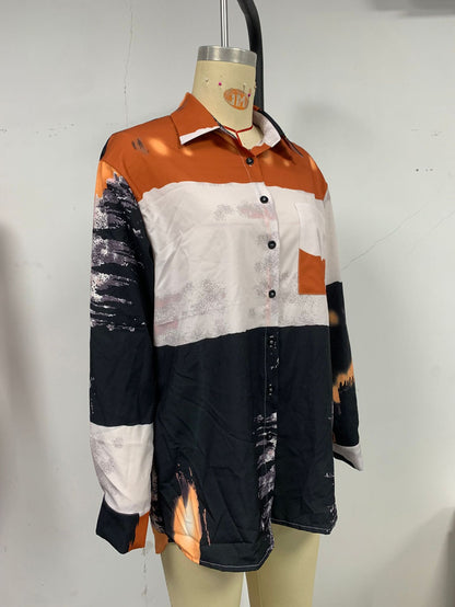Women's Autumn And Winter New Long Sleeve Shirts Tops Printed Shirts