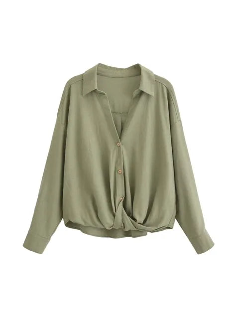Women Shirts Youthful Elegant Women's Shirts Long Sleeve Top Linen Women Blouse Y2K Tops Solid Basics Vintage Blouse