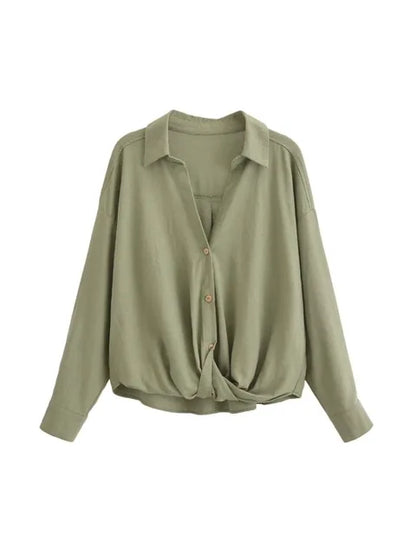 Women Shirts Youthful Elegant Women's Shirts Long Sleeve Top Linen Women Blouse Y2K Tops Solid Basics Vintage Blouse